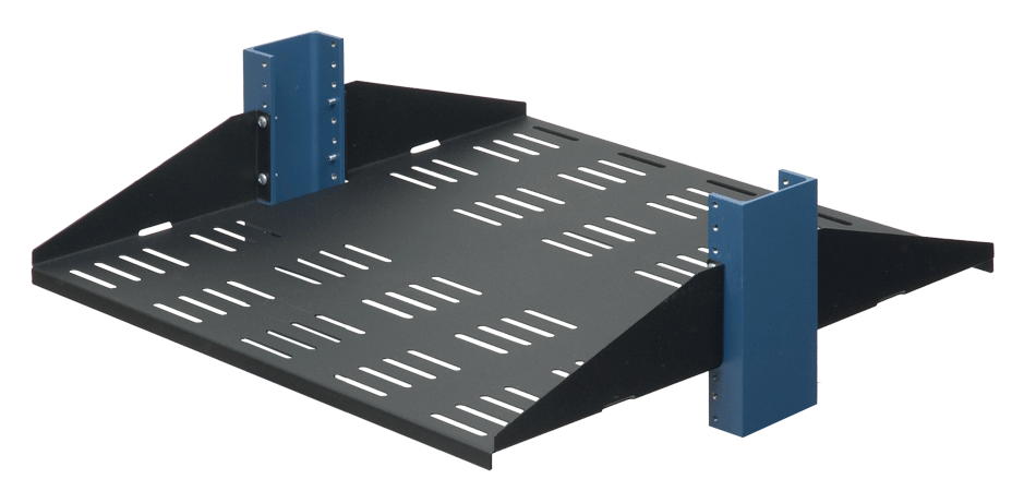 2U 2Post Center Mount Shelf 20in Depth (Flanged Down, Vented)