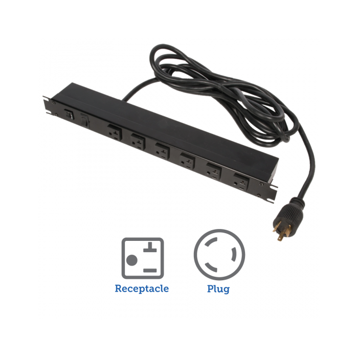 20A Horizontal Rackmount Power Strip RackSolutions