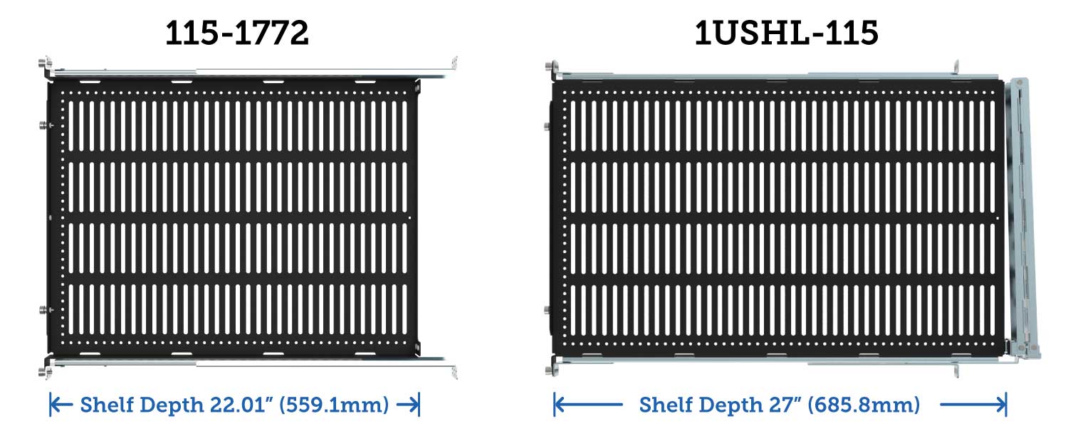 Sliding Equipment Shelf Depth Comparison (desktop image) Sliding Equipment Shelf Depth Comparison (desktop image)