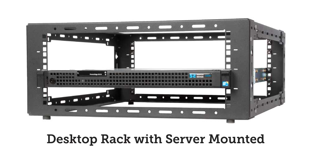 Desktop rack with server mounted