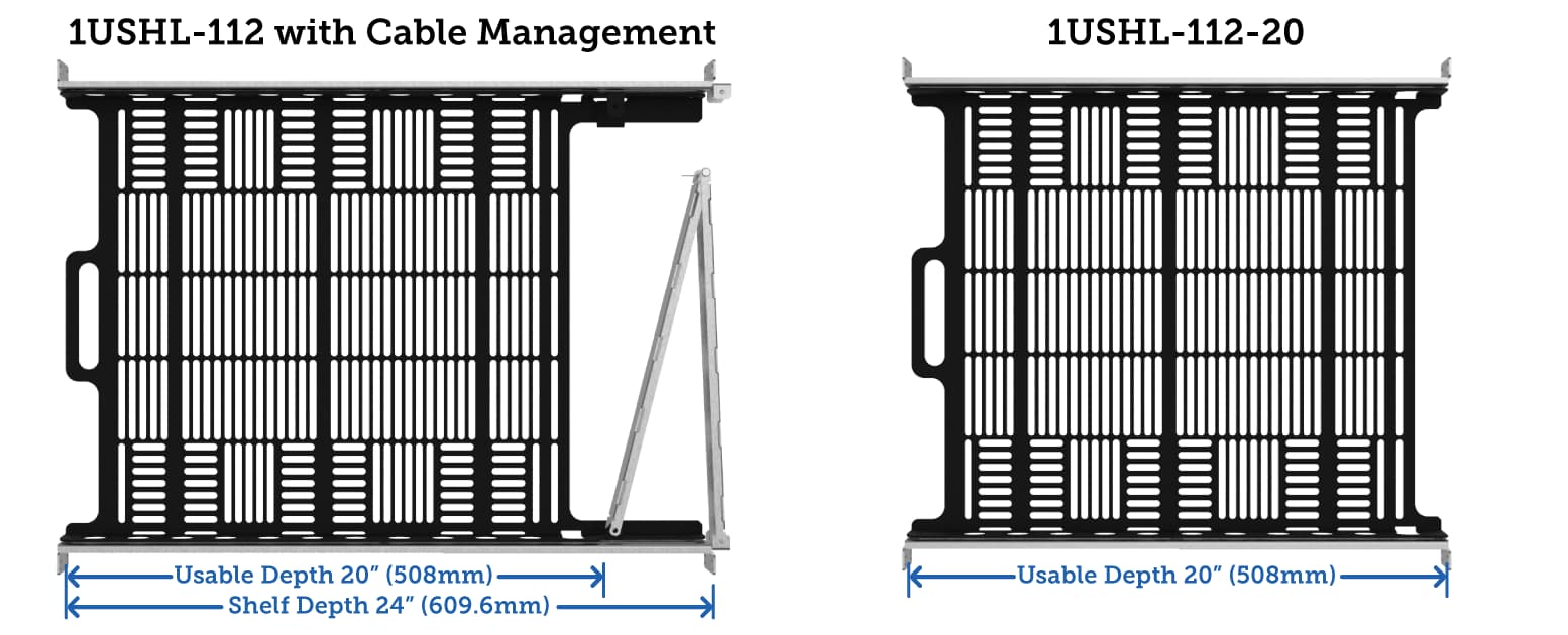 Sliding Computer Shelves Mounting Depth Options (desktop image) Sliding Computer Shelves Mounting Depth Options (desktop image)